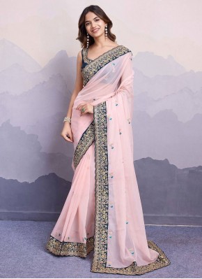 Deserving Pink Ceremonial Classic Saree