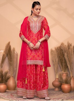 Deserving Rani and Red Party Readymade Salwar Kameez