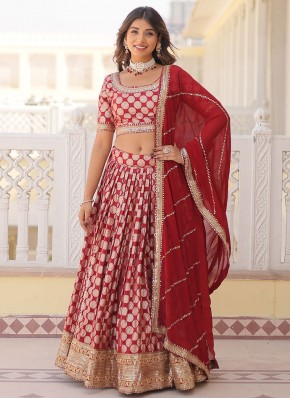 Designer Lehenga Choli Sequins Viscose in Red