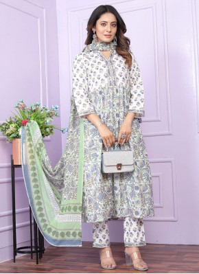 Designer Salwar Kameez Handwork Cotton in White