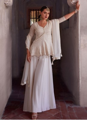 Designer Salwar Kameez Sequins Georgette in White
