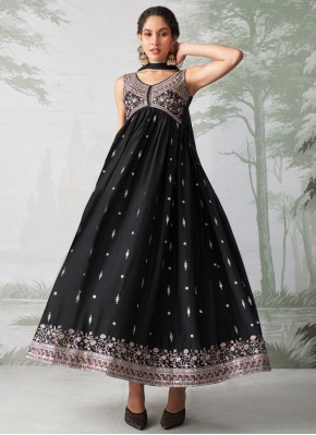 Designer Salwar Kameez Zari Georgette in Black