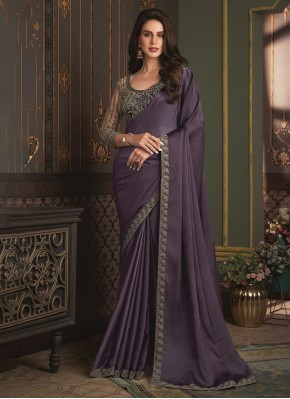 Desirable Purple Satin Silk Trendy Saree