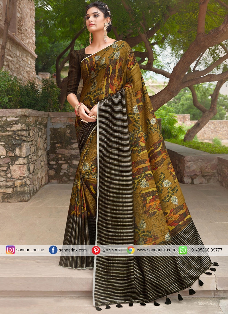 Buy Woven Banarasi Jacquard, Cotton Silk Saree ( MEHNDI ) Online at Best  Prices in India - JioMart.