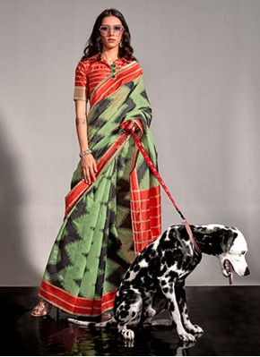 Desirable Woven Green Silk Saree