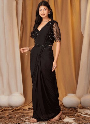 Dignified Imported Black Contemporary Saree