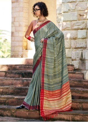 Dignified Zari Grey Trendy Saree