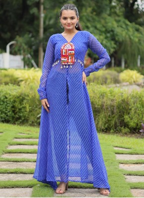 Dilettante Blue Mirror Designer Kurti