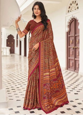 Dilettante Printed Multi Colour Designer Saree