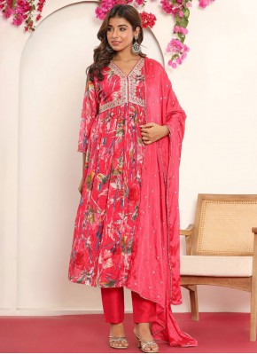 Distinctively Pink Silk Blend Designer Salwar Kame