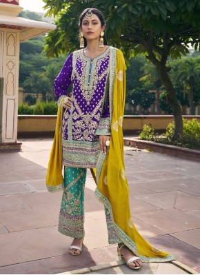 Distinctively Purple Embroidered Readymade Salwar Kameez