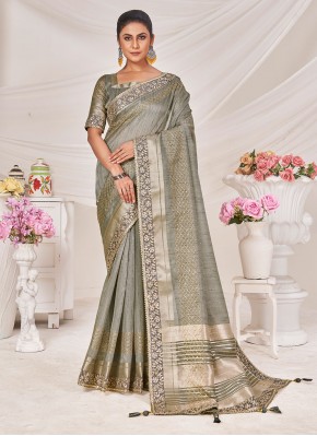Distinctively Silk Embroidered Classic Saree