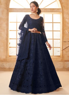 Distinguishable Navy Blue Reception Lehenga Choli