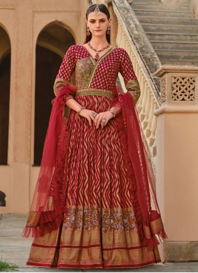 Distinguishable Silk Mehndi Readymade Trendy Gown