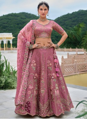 Embroidered Silk Designer Lehenga Choli in Hot Pink