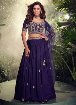 Embroidered Silk Lehenga Choli in Blue