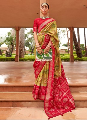 Enchanting Patola Silk  Green Weaving Designer Sar