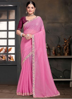 Engrossing Silk Zircon Traditional Saree