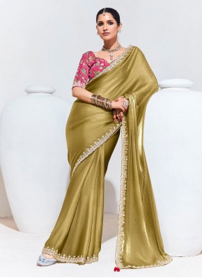 Enthralling Border Organza Gold Trendy Saree