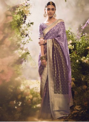 Enthralling Lavender Classic Saree