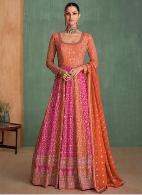 Enthralling Orange Stone Trendy Gown