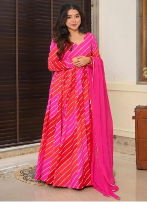 Enthralling Pink and Rani Designer Gown