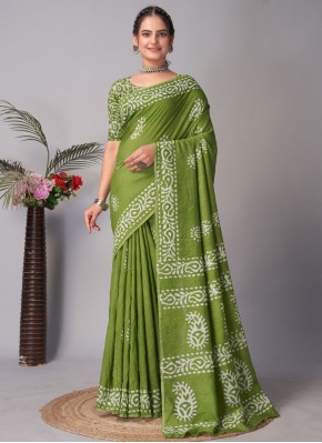 Enthralling Printed Chanderi Cotton Contemporary Saree