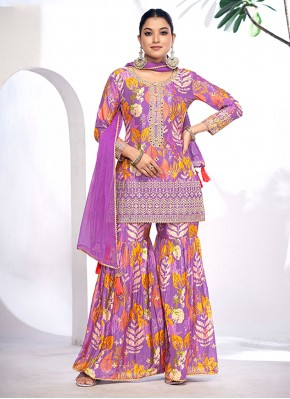 Enthralling Purple Readymade Salwar Kameez