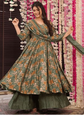 Entrancing Muslin Green Trendy Salwar Kameez