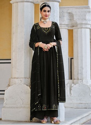 Ethnic Georgette Mirror Black Palazzo Salwar Suit