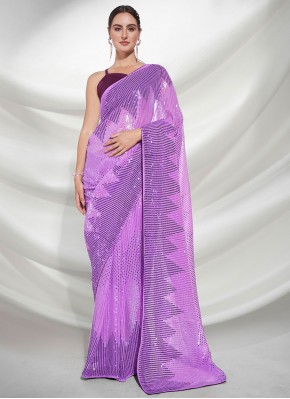 Ethnic Lavender Party Designer Saree