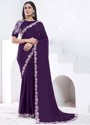 Exceeding Crepe Silk Purple Classic Saree