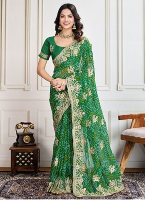 Excellent Georgette Green Contemporary Saree