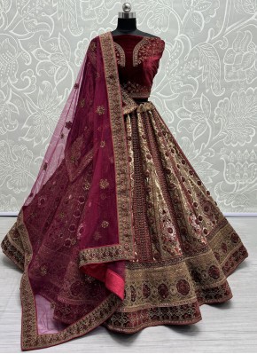 Exciting Beige and Maroon Trendy Designer Lehenga Choli