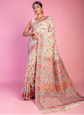 Exciting Pashmina Off White Weaving Trendy Saree
