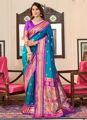 Exuberant Blue Party Trendy Saree