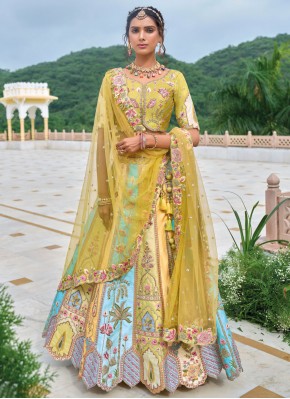 Exuberant Multi Colour Embroidered Designer Lehenga Choli