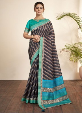 Exuberant Printed Bhagalpuri Silk Multi Colour Designer Saree
