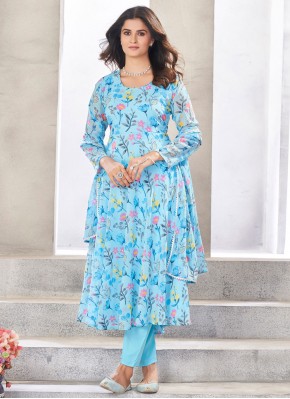 Eye-Catchy Blue Party Anarkali Salwar Kameez