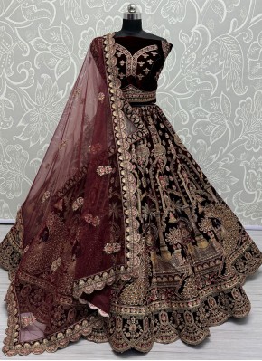 Eye-Catchy Zari Velvet Trendy Lehenga Choli