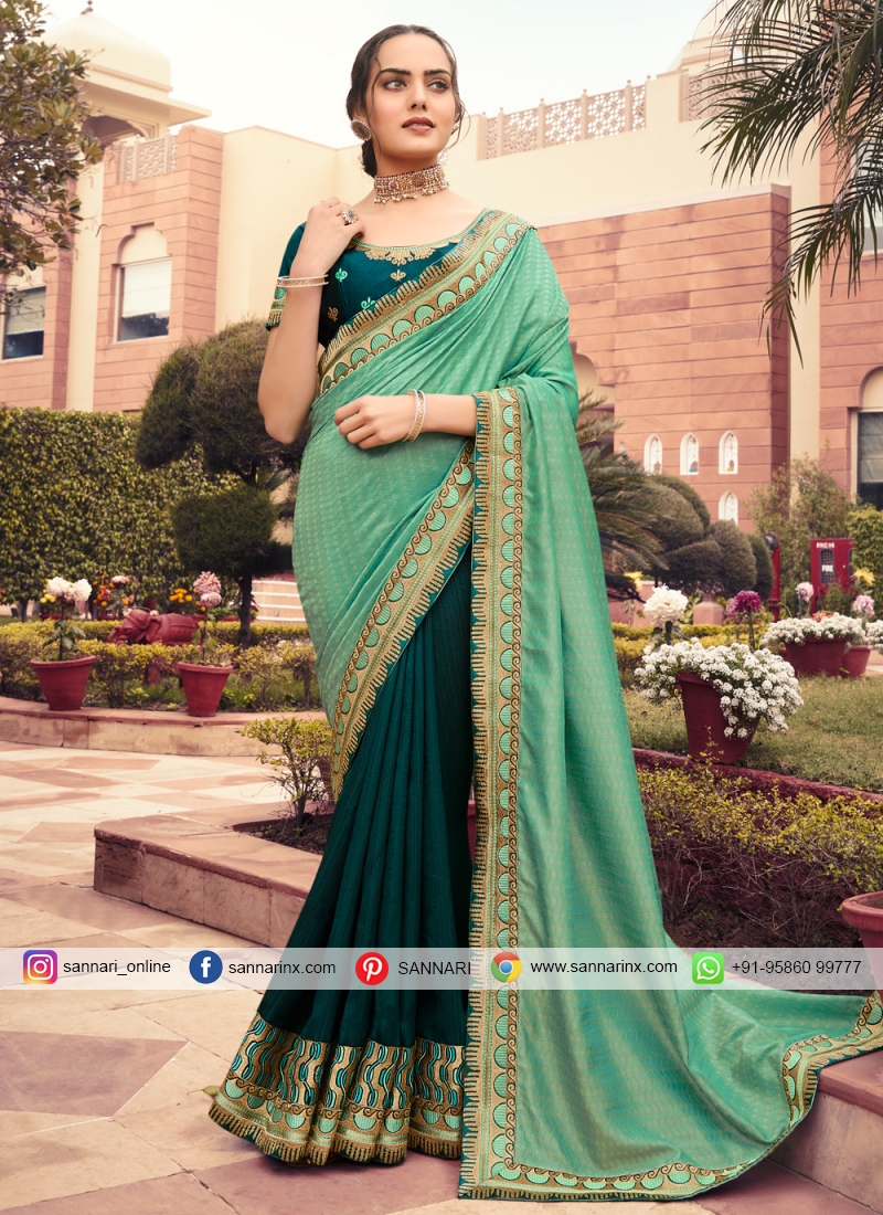 Fabulous Fancy Fabric Sangeet Designer Half N Half Saree