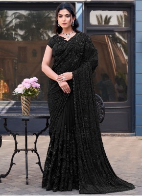 Fancy Fabric Black Designer Saree