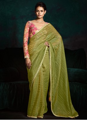 Fancy Fabric Green Border Designer Saree