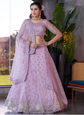 Fancy Fabric Lavender Thread Trendy Lehenga Choli