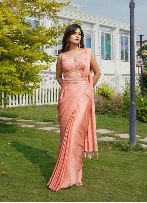 Fantastic Chiffon Satin Ready Pleated Saree