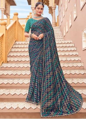 Fashionable Georgette Lace Multi Colour Classic Saree