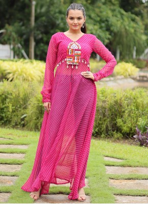 Faux Georgette Casual Kurti in Pink