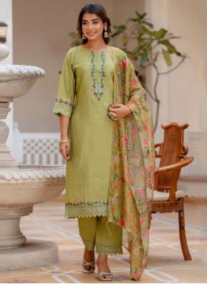 Festal Embroidered Green Silk Trendy Salwar Kameez