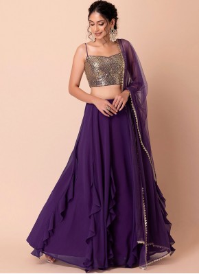 Festal Purple Layered Lehenga Choli