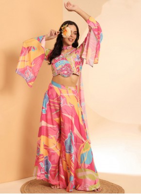 Festal Satin Silk Print Multi Colour Readymade Sal